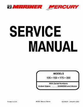 Mercury Mariner Models 135 150 175 200 Service Manual, Page 1