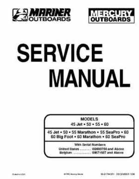 Mercury Mariner Outboards 45 Jet 50 55 60 HP Models Service Manual, Page 1