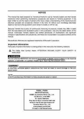 2001 Edition Yamaha F225A and LF225A Outboards Service Manual, Page 2