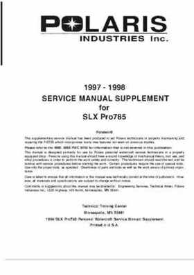 1997-1998 Polaris SLX-Pro 785 Service Manual Supplement, Page 1