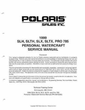 1999 Polaris SLH, SLTH, SLX, SLTX, PRO785 Factory Service Manual, Page 2