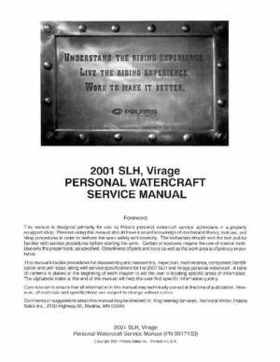 2001 Polaris SLH, Virage PWC Factory Service Manual, Page 2