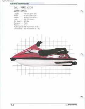 2001 Polaris SLX, PRO 1200, Virage TX, Genesis, Virage TXi, Genesis i Personal Watercraft Service Manual, Page 13