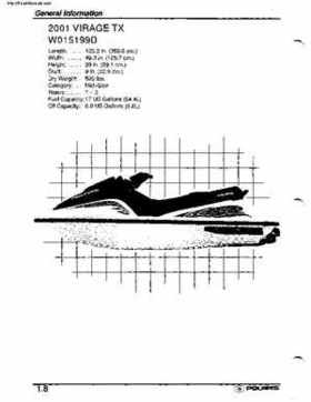 2001 Polaris SLX, PRO 1200, Virage TX, Genesis, Virage TXi, Genesis i Personal Watercraft Service Manual, Page 15