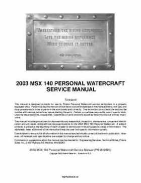 2003 Polaris MSX 140 Personal Watercraft Service Manual, Page 2