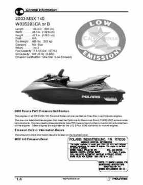 2003 Polaris MSX 140 Personal Watercraft Service Manual, Page 9