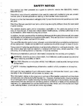 Bombardier SeaDoo 1990 factory shop manual, Page 4