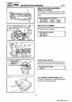 1998-2004 Yamaha WaveRunner XL700 XL760 XL1200 Factory Service Manual, Page 9