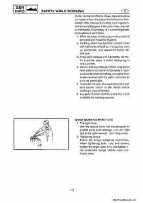 1998-2004 Yamaha WaveRunner XL700 XL760 XL1200 Factory Service Manual, Page 11