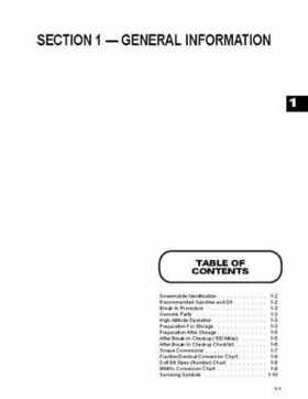 1999-2000 Arctic Cat Snowmobiles Factory Service Manual, Page 1