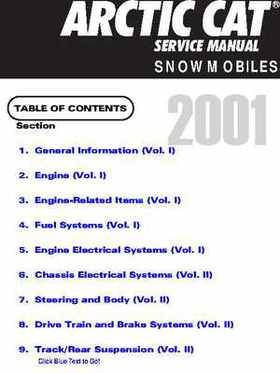 2001 Arctic Cat Snowmobiles Factory Service Manual, Page 1