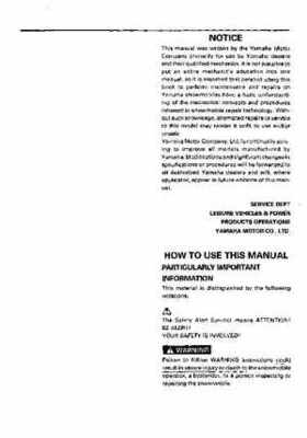 1992-1993 Yamaha V Max 4 VX750 Snowmobile Factory Service Manual, Page 3