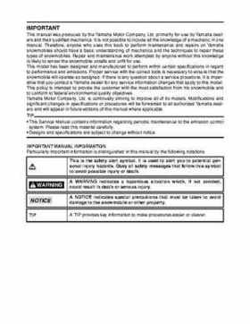 2010-2011 Yamaha RS Vector / RS Venture Service Manual, Page 4