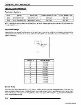 2008 Polaris ATV Sportsman 300 400 H.O. Service Manual, Page 6