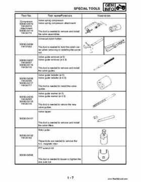 2004 Official factory service manual for Yamaha YFZ450S ATV Quad., Page 22