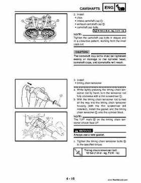 2004 Official factory service manual for Yamaha YFZ450S ATV Quad., Page 151