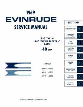 1969 Evinrude 40 HP Big Twin, Lark Service Repair Manual P/N 4596, Page 1