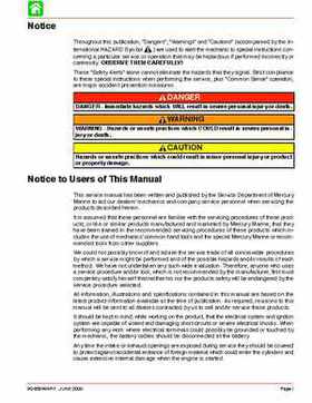 Mercury Optimax 115, 135, 150, 175, DFI year 2000 and up service manual., Page 2