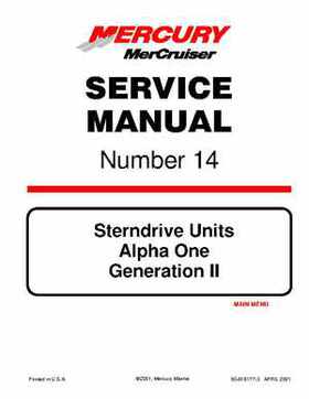 1991-2007 Mercruiser #14 Alpha Sterndrive Generation II Service Manual, Page 1